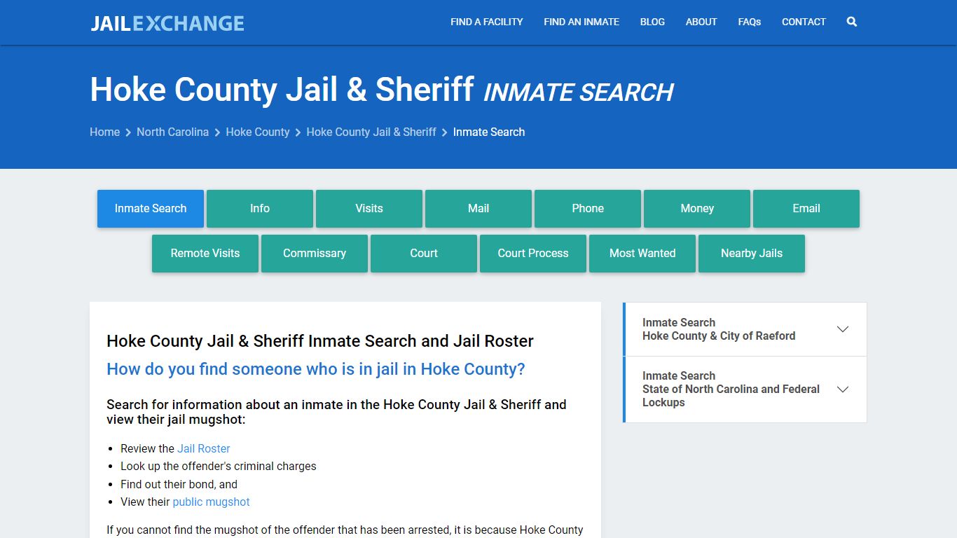 Hoke County Jail & Sheriff Inmate Search - Jail Exchange